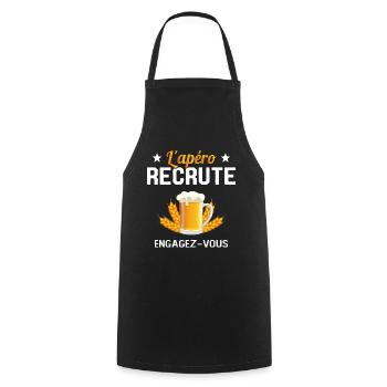 L'apéro Recrute Engagez-vous - Tablier de cuisine - noir - Devant - AI Model Male 185 dark (185cm)