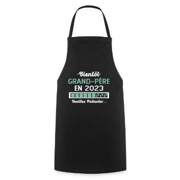 Bientôt Grand Père 2023 Cadeau Papy - Tablier de cuisine - noir - Devant - AI Model Male 185 dark (185cm)