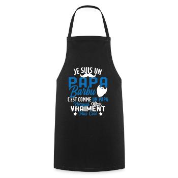 Papa Barbu Humour Cadeau Fête des Pères - Tablier de cuisine - noir - Devant - AI Model Male 185 dark (185cm)
