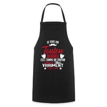 Tonton Barbu Humour Cadeau Onlce - Tablier de cuisine - noir - Devant - AI Model Male 185 dark (185cm)