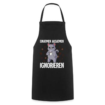 Einatmen Ausatmen Ignorieren Kaffee Katze - Kochschürze - Schwarz - Vorne - AI Model Male 185 dark (185cm)