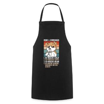 Meine 4 Stimmungen Kaffee Hund - Kochschürze - Schwarz - Vorne - AI Model Male 185 dark (185cm)
