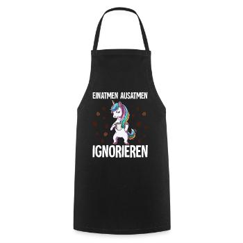 Einatmen Ausatmen Ignorieren Kaffee Einhorn - Kochschürze - Schwarz - Vorne - AI Model Male 185 dark (185cm)
