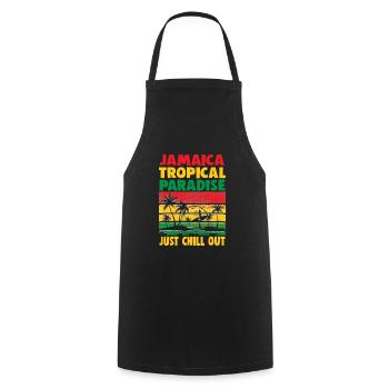 Vacances à la plage en Jamaïque au bord de la mer Design beach motif - Tablier de cuisine - noir - Devant - AI Model Male 185 dark (185cm)
