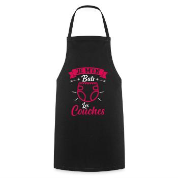 Je M'en Bats Les Couches Cadeau Body Fun Enceinte - Tablier de cuisine - noir - Devant - AI Model Male 185 dark (185cm)