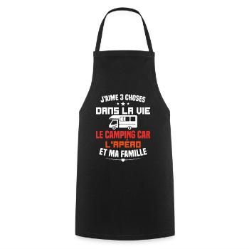 le camping car l'apéro et ma famille Humour Cadeau - Tablier de cuisine - noir - Devant - AI Model Male 185 dark (185cm)