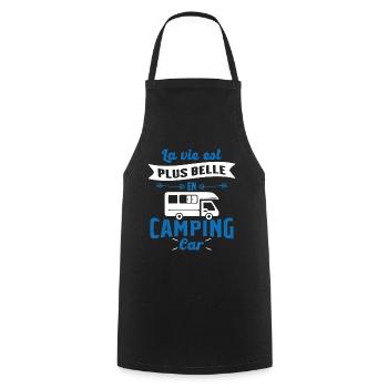 La vie est plus belle en Camping-car humour cadeau - Tablier de cuisine - noir - Devant - AI Model Male 185 dark (185cm)