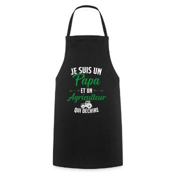 Papa et agriculteur qui déchire - Tablier de cuisine - noir - Devant - AI Model Male 185 dark (185cm)