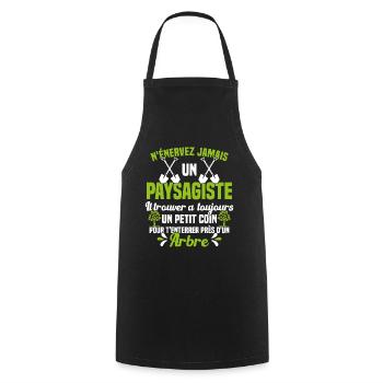 Paysagiste et jardinier cadeau humour - Tablier de cuisine - noir - Devant - AI Model Male 185 dark (185cm)