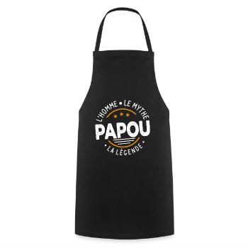 Grand-Père Papou l'Homme le Mythe la Légende - Tablier de cuisine - noir - Devant - AI Model Male 185 dark (185cm)