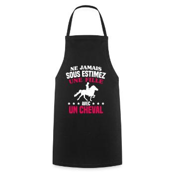 cadeau humour cheval / fille à cheval - Tablier de cuisine - noir - Devant - AI Model Male 185 dark (185cm)