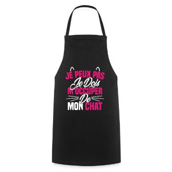 je peux pas mon chat femme humour cadeau - Tablier de cuisine - noir - Devant - AI Model Male 185 dark (185cm)