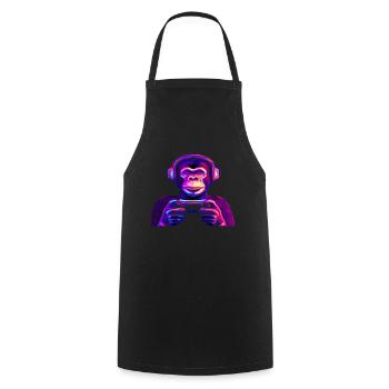 Affe Spielen Gamer - Kochschürze - Schwarz - Vorne - AI Model Male 185 dark (185cm)