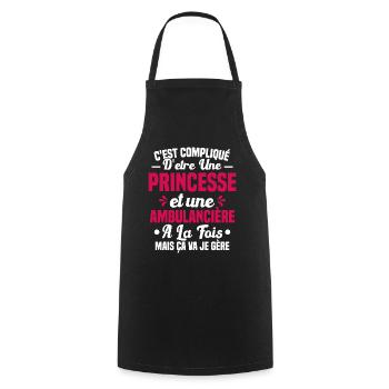 Princesse et Ambulancière Cadeau Humour - Tablier de cuisine - noir - Devant - AI Model Male 185 dark (185cm)