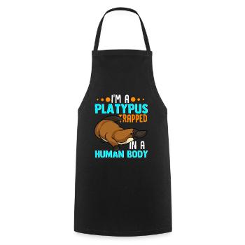 I'm a Platypus in Human Body Platypus Lover Gift - Cooking Apron - black - Front - AI Model Male 185 dark (185cm)