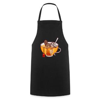 Platypus Swimming in Teacup Tea Drinker Gift - Cooking Apron - black - Front - AI Model Male 185 dark (185cm)