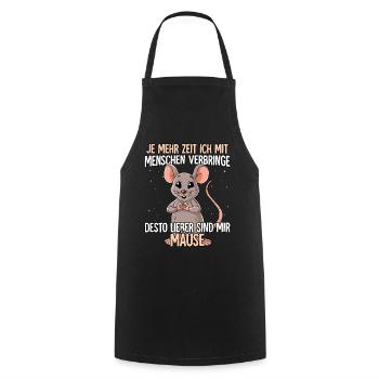 Maus - Kochschürze - Schwarz - Vorne - AI Model Male 185 dark (185cm)