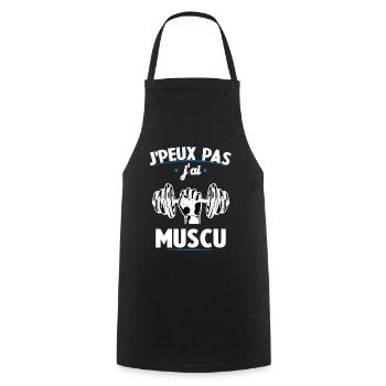Je Peux Pas J'ai Muscu - Tablier de cuisine - noir - Devant - AI Model Male 185 dark (185cm)