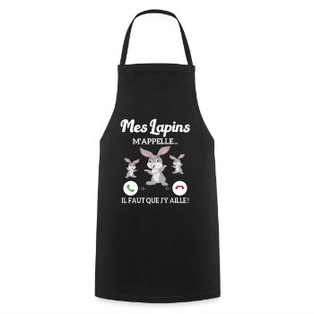Mes Lapins m'appellent et je dois aller - Tablier de cuisine - noir - Devant - AI Model Male 185 dark (185cm)