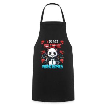 V Is For Video Games Valentinstag Gamer - Kochschürze - Schwarz - Vorne - AI Model Male 185 dark (185cm)
