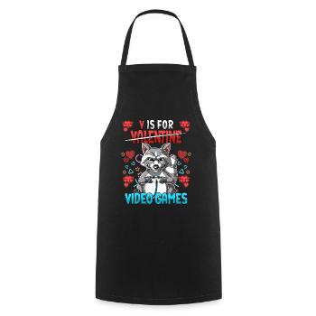 V Is For Video Games Valentinstag Gamer - Kochschürze - Schwarz - Vorne - AI Model Male 185 dark (185cm)