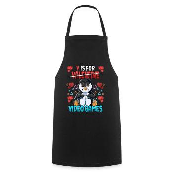 V Is For Video Games Valentinstag Gamer - Kochschürze - Schwarz - Vorne - AI Model Male 185 dark (185cm)