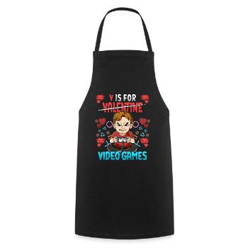 V Is For Video Games Valentinstag Gamer - Kochschürze - Schwarz - Vorne - AI Model Male 185 dark (185cm)