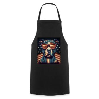 Patriote Pitbull Drapeau américain Pitbull Patriotique - Tablier de cuisine - noir - Devant - AI Model Male 185 dark (185cm)