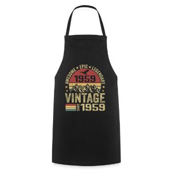 Vintage 1959 Cadeau Anniversaire 1959 - Né en 1959 - Tablier de cuisine - noir - Devant - AI Model Male 185 dark (185cm)