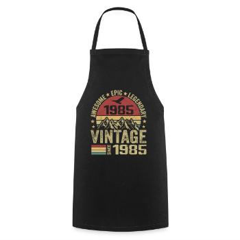 Vintage 1985 Cadeau Anniversaire 1985 - Né en 1985 - Tablier de cuisine - noir - Devant - AI Model Male 185 dark (185cm)