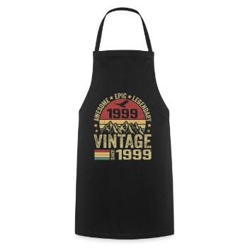 Vintage 1999 Birthday Gift 1999 - Born in 1999 - Cooking Apron - black - Front - AI Model Male 185 dark (185cm)