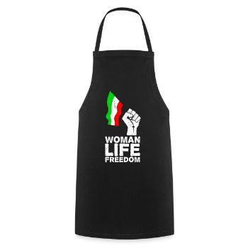 Woman, Life, Freedom | Free Iran! | Mit Flagge - Kochschürze - Schwarz - Vorne - AI Model Male 185 dark (185cm)