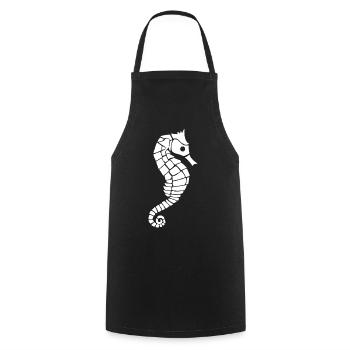 Hippocampe blanc - Tablier de cuisine - noir - Devant - AI Model Male 185 dark (185cm)