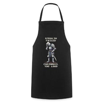 Stealth failed | Chainmail too loud - Knight - Cooking Apron - black - Front - AI Model Male 185 dark (185cm)