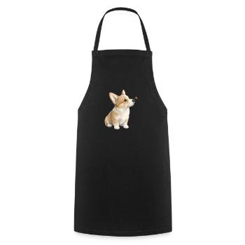 Motif de chien corgi avec cadeau coccinelle - Tablier de cuisine - noir - Devant - AI Model Male 185 dark (185cm)