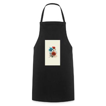 Mohnblumen - Kochschürze - Schwarz - Vorne - AI Model Male 185 dark (185cm)