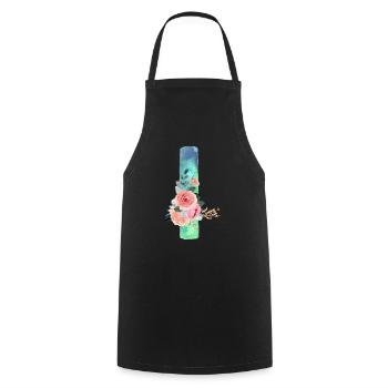 Lettre I watercolor - Tablier de cuisine - noir - Devant - AI Model Male 185 dark (185cm)