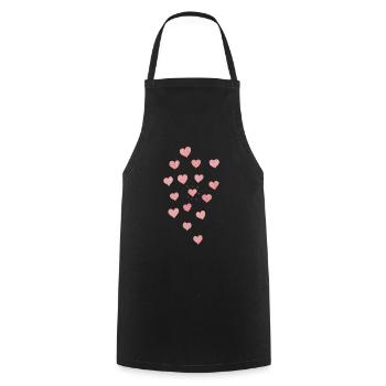 2020 07 28 doodle hearts pink tint - Cooking Apron - black - Front - AI Model Male 185 dark (185cm)