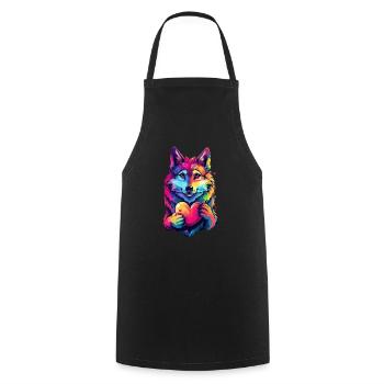 Wolf - Cooking Apron - black - Front - AI Model Male 185 dark (185cm)