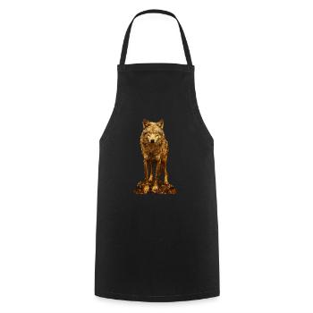 Wolf - Cooking Apron - black - Front - AI Model Male 185 dark (185cm)