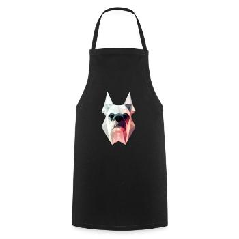 Polygon Design Bulldogge Tierkopf farbig - Kochschürze - Schwarz - Vorne - AI Model Male 185 dark (185cm)