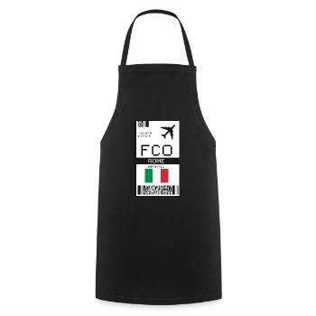 Rome, Italy Boarding Pass - FCO Flight Ticket - Cooking Apron - black - Front - AI Model Male 185 dark (185cm)