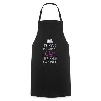 Idée cadeau grande sœur, petite sœur - Tablier de cuisine - noir - Devant - AI Model Male 185 dark (185cm)