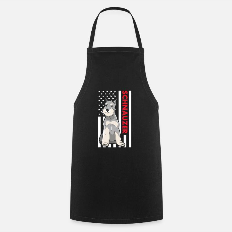 Schnauzer Us Flag - Tablier de cuisine - noir