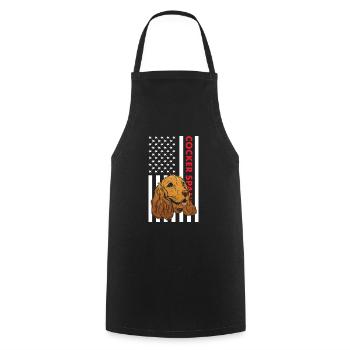 Chien Corgi Us drapeau - Tablier de cuisine - noir - Devant - AI Model Male 185 dark (185cm)