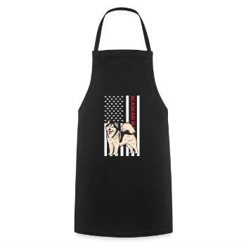 Alaskan Malamute Us Flag - Cooking Apron - black - Front - AI Model Male 185 dark (185cm)