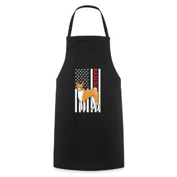 Chien Basenji Us drapeau - Tablier de cuisine - noir - Devant - AI Model Male 185 dark (185cm)