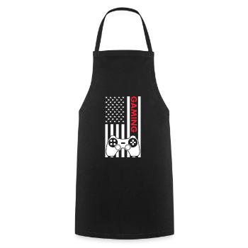 Gamer Us Flag Gaming - Kochschürze - Schwarz - Vorne - AI Model Male 185 dark (185cm)