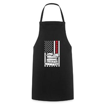 Reader Us Flag Reading - Cooking Apron - black - Front - AI Model Male 185 dark (185cm)