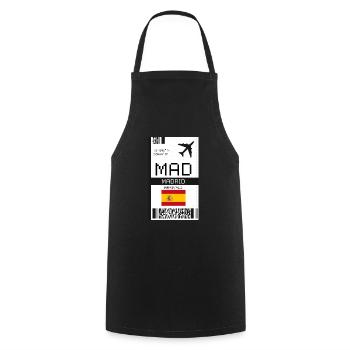 Madrid, Spain Boarding Pass - MAD Flight Ticket - Cooking Apron - black - Front - AI Model Male 185 dark (185cm)
